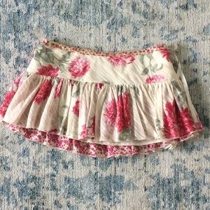 Hot Pink Floral Ruffle Skirt